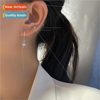 Asymmetric flash diamond quadruple mangosteen earrings Korea