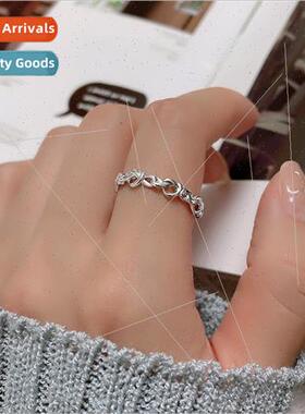 Heart intertwined open ring female fashion cold wind Korea h