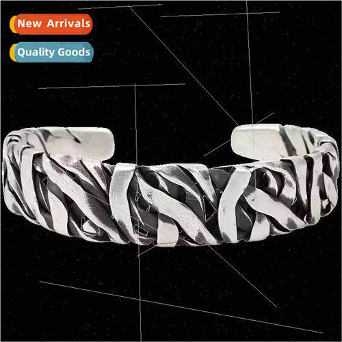 Bracelet Vintage Stone Pattern Irregular Stripe Open Wide Br