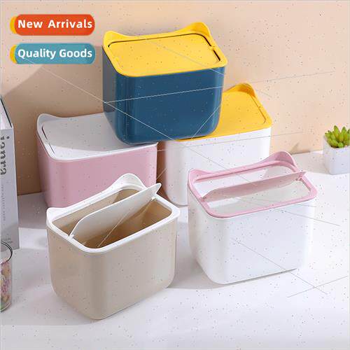 Color collision desktop trash can wh lid household plastic c