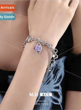 Amethyst Glass Fishbone Bracelet Women che Strings Couple Ko