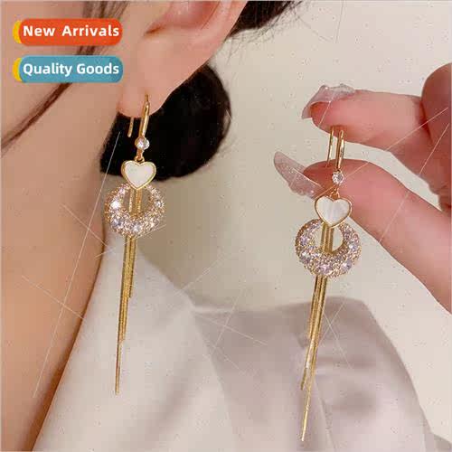 Lovely zirconia tassel ear hooks earrings