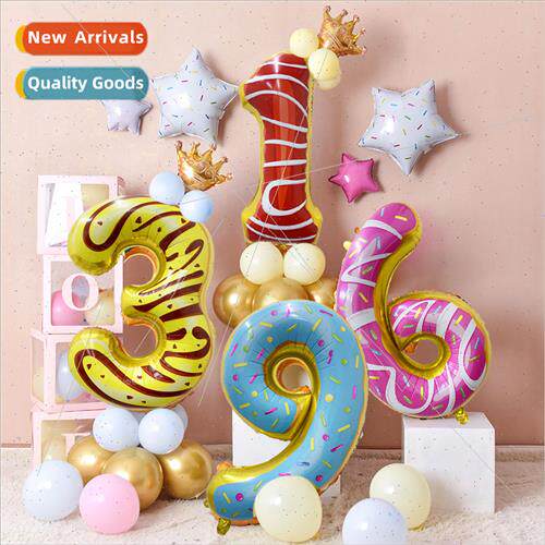Number Donut Aluminum Foil Balloons Birthday Party Supplies