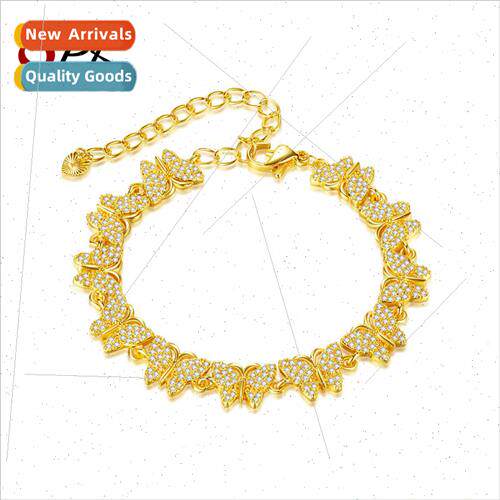 Europe Fashion Diamond Irregular Hundred Butterfly Copper Br