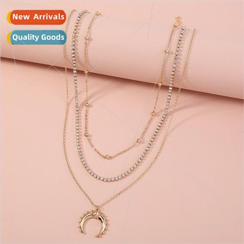 Europe new fashion jewelry bohemian double horn shining rhin