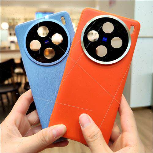 适用VivoX100 phone case vegan leather case simple solid colo