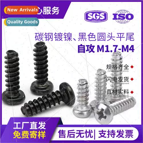 PB round head flat-tailed self-tapping screws iron black pan
