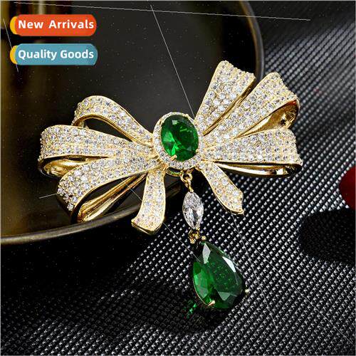 Europe elegant classic bow pendant brooch anti-glare coat ac