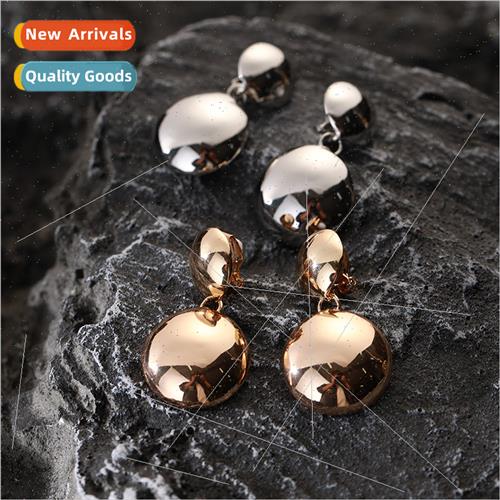 Fashion Popular Round Geometric Glossy Alloy Earrings适用Wom