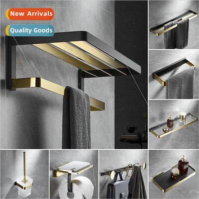 Europe new black gold brass bathroom towel rack bathroom tow