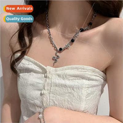 New snake black beaded necklace female rhinestone splicing c