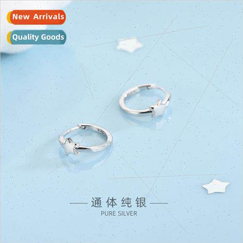 s925 silver Korea glossy star earrings simple pentagram earr
