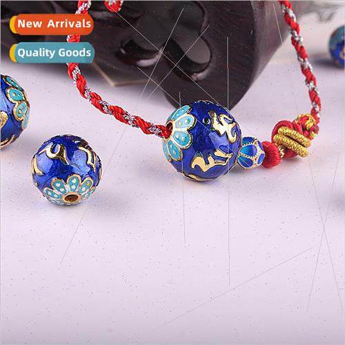 six words truth round beads new enamel copper burnt blue bea