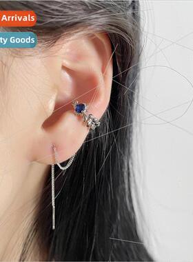 INS fashion gold earrings female retro Mori Sunflower blue d