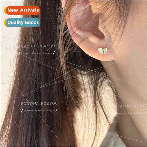Copper love heart earrings 2023 tide zirconia earrings fashi