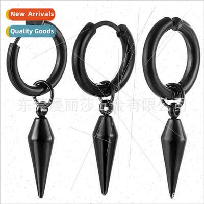Pointed tapered tanium steel earrings male retro simple circ