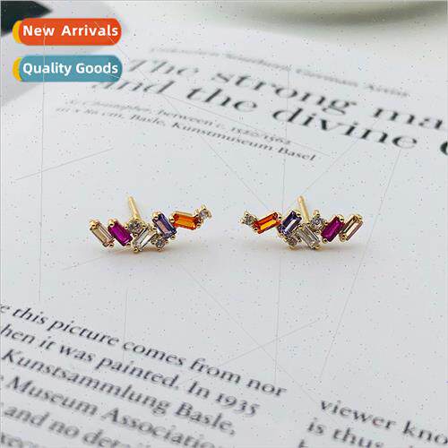 s925 silver earrings female Europe cold wind irregular color