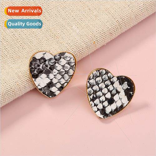 ins accessories Faux snakeskin earrings simple daily hundred