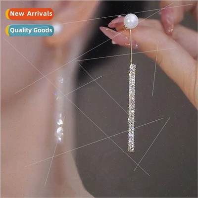 Full diamond tassel earrings female delicate pearl earrings