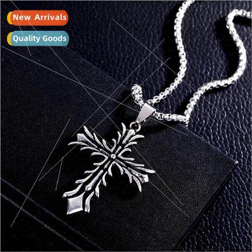 stainless steel necklace fashion retro cross pendant necklac