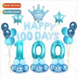Happy 100 Days Balloon Package Crown Numbers Column Set Baby