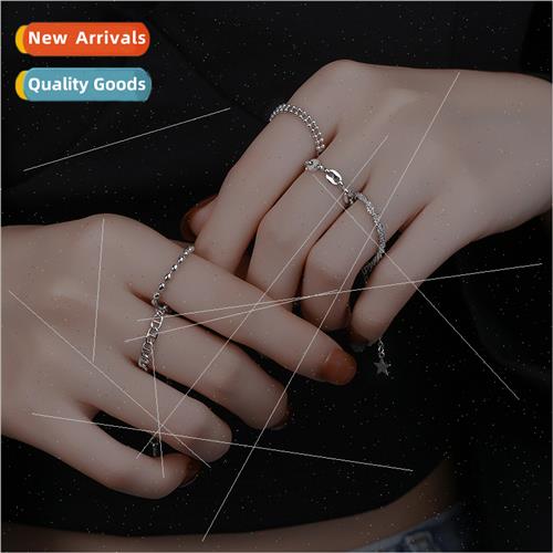 Pig Nose Double Bead Pull-Out Knuckle Ring Heart Chain Spark