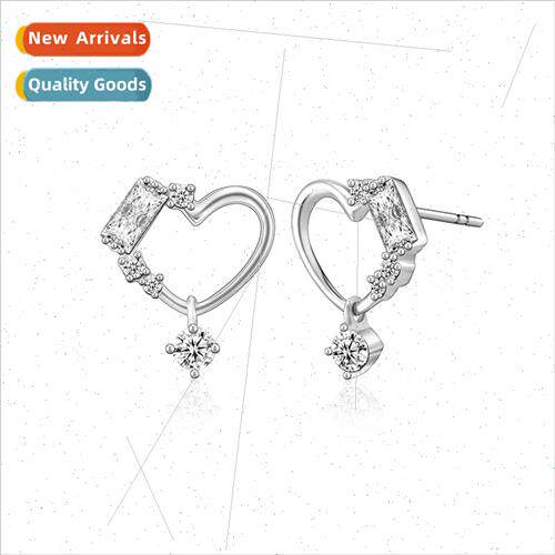 925 silver wh Zirconia Earrings Heart Shaped Sexy Europe Hol
