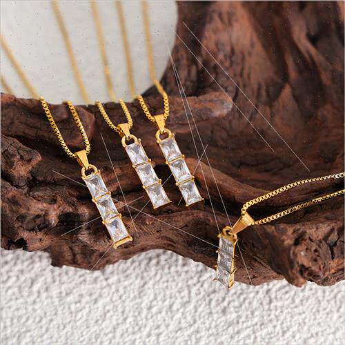 Korea tanium steel box chain niche summer new crystal stone