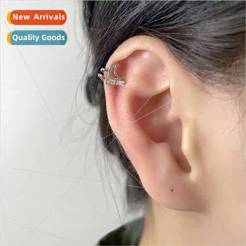 Diamond bow moon ear clips whout ear holes afdable ear jewel