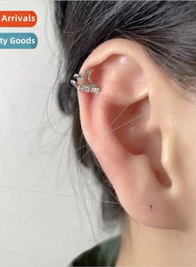 Diamond bow moon ear clips whout ear holes afdable ear jewel