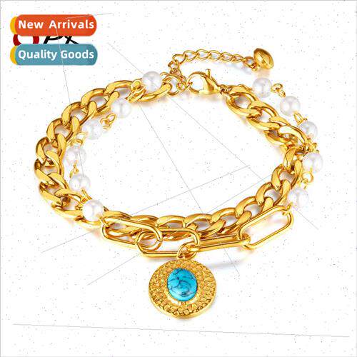 Europe Fashion Titanium Irregular Round Plaque Double Stainl