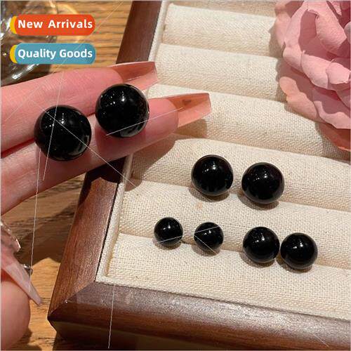 Black pearl earrings female new 2023 fall winter earrings ni