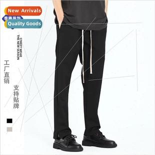 loose tapered elastic wai zipper Blended pants drape
