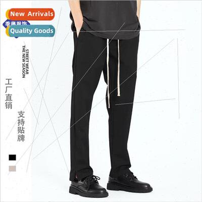 Blended loose f tapered drape su pants zipper sl elastic wai