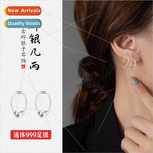 S999 silver broken silver a few two earrings female niche pr