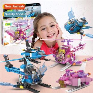 51003 new assembled puzzle blocks three change helicopter co