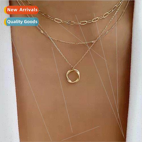 Europe Chunky Chain Necklace Circle Pendant Fashion Alloy Ne