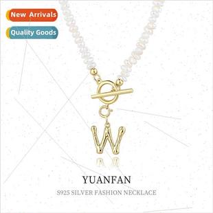 S925 silver DIY letter pendant Europe OT clasp baroque pearl