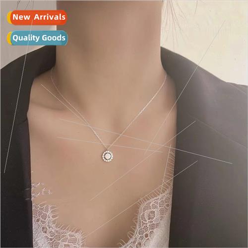 Round diamond zirconia necklace women niche minimalist colla