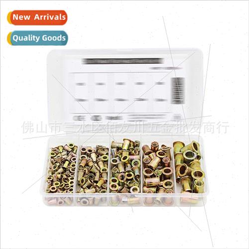 200Pcs Box Rivet Nut M3-M8 Zinc Plated Serrated Nut Flat Hea