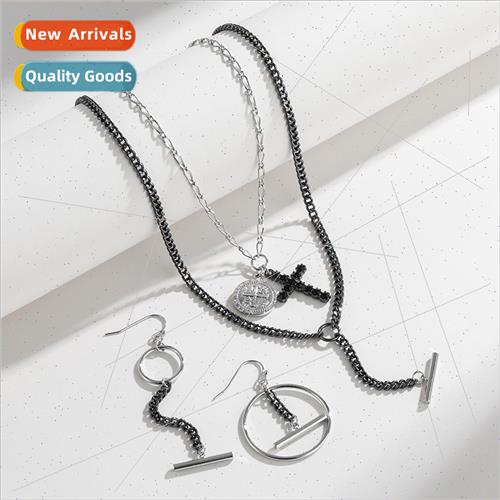 ins double row stacking long Y necklace women Europe fall wi