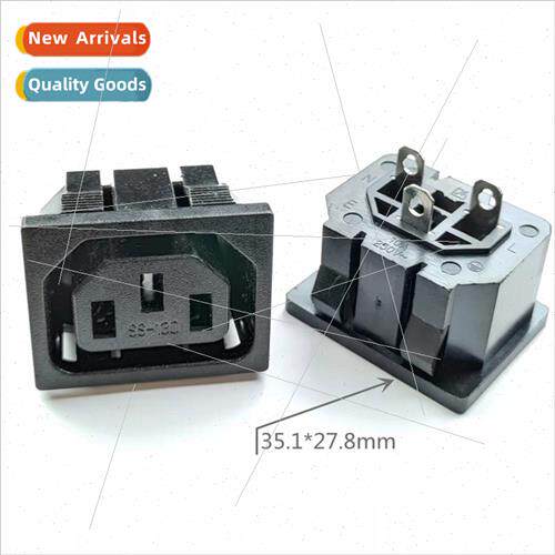 AC Power Socket AC-219AY Pin Socket Vertical wh Clip-on Char
