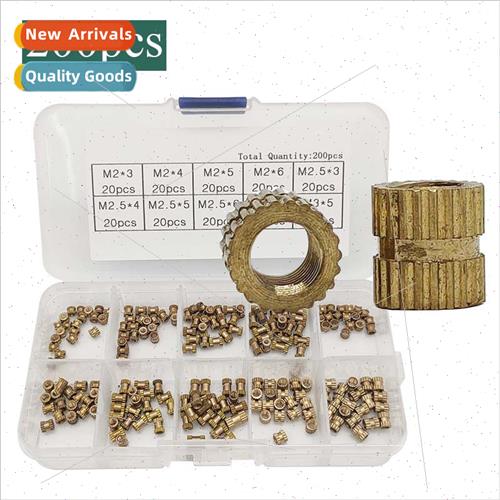 200pcs boxed brass injection molded nuts M2M2.5M3 knurled nu