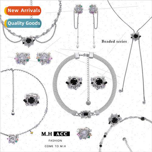 Black Zirconia Pearl Necklace Women Splicing Fashion Collarb