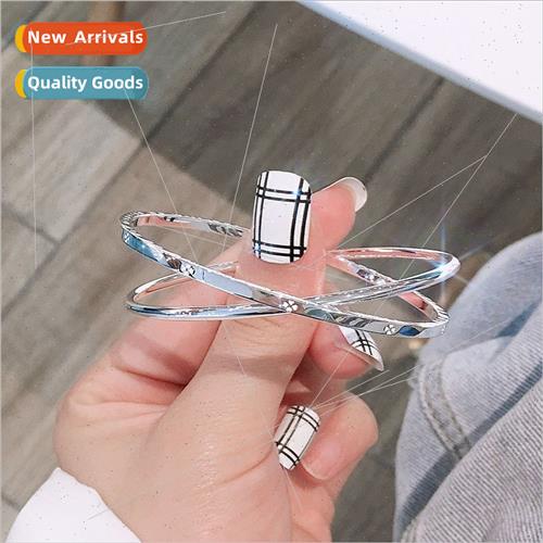 che whe copper silver-plated double ring four-leaf clover br