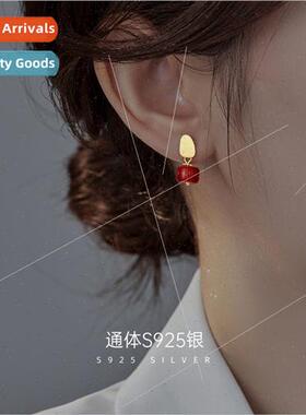 S925 silver persimmon persimmon crystal earrings female nich