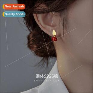 S925 silver persimmon persimmon crystal earrings female nich