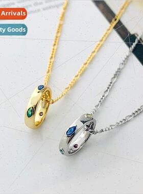 s925 silver necklace female hollow circle necklace ins zirco