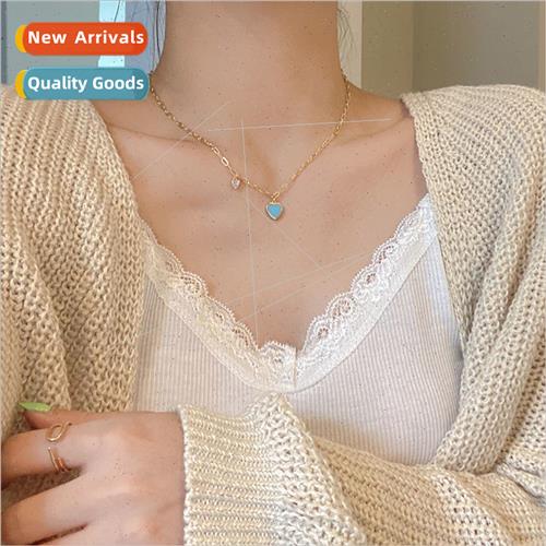 che blue heart necklace women collarbone chain ins2023 new n