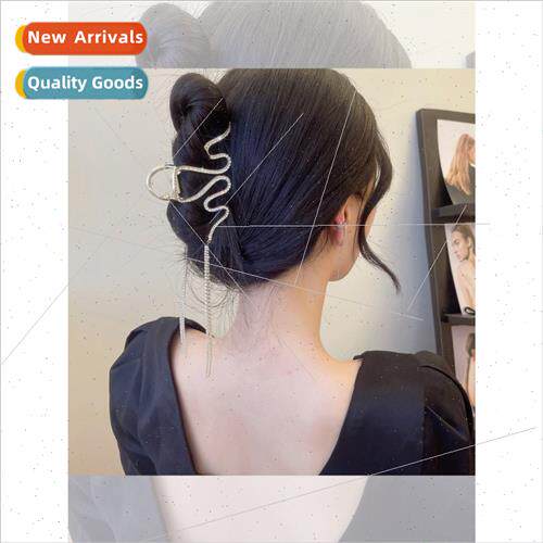 Metal line tassel grab clip female summer plate hairpin back